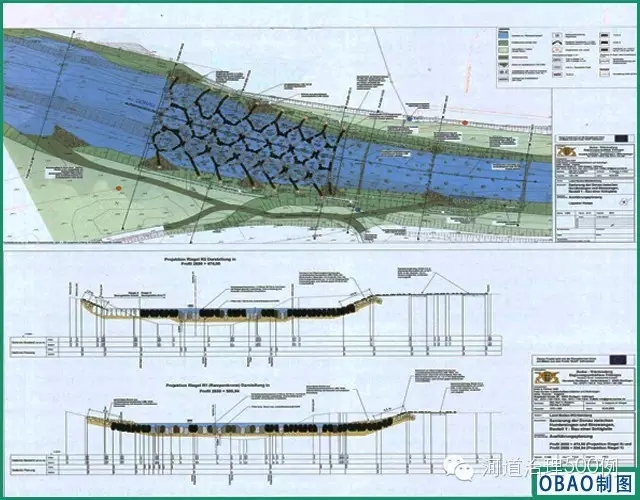 淺灘跌水區的平面圖與剖面圖