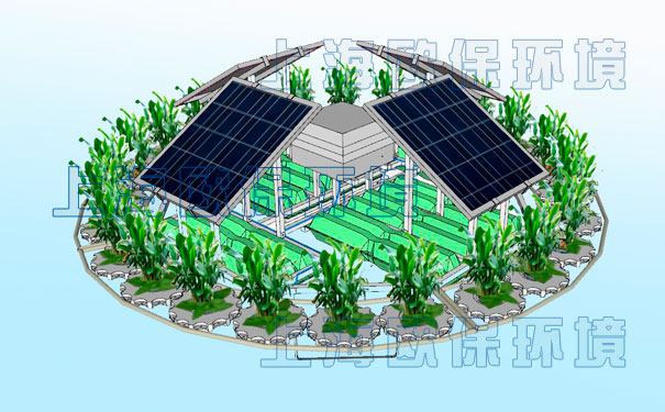 圓形太陽能曝氣浮島效果圖