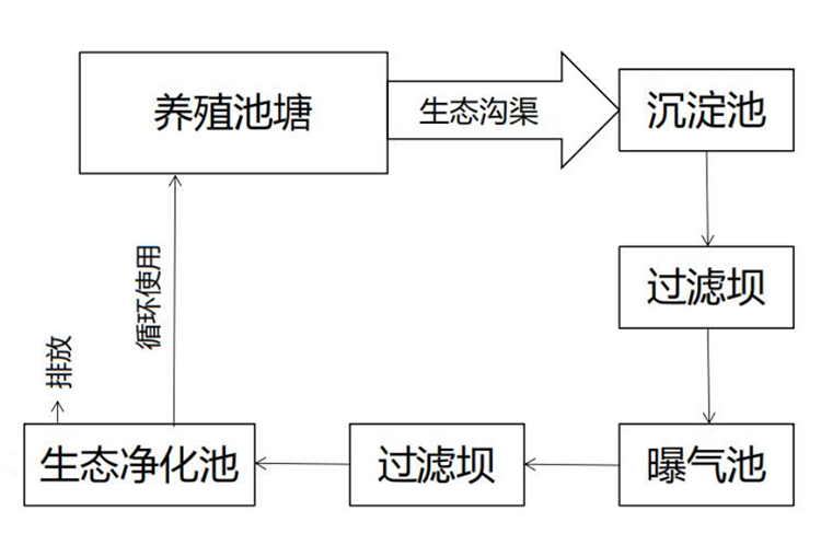 傳統三池兩壩工藝處理池塘養殖尾水流程